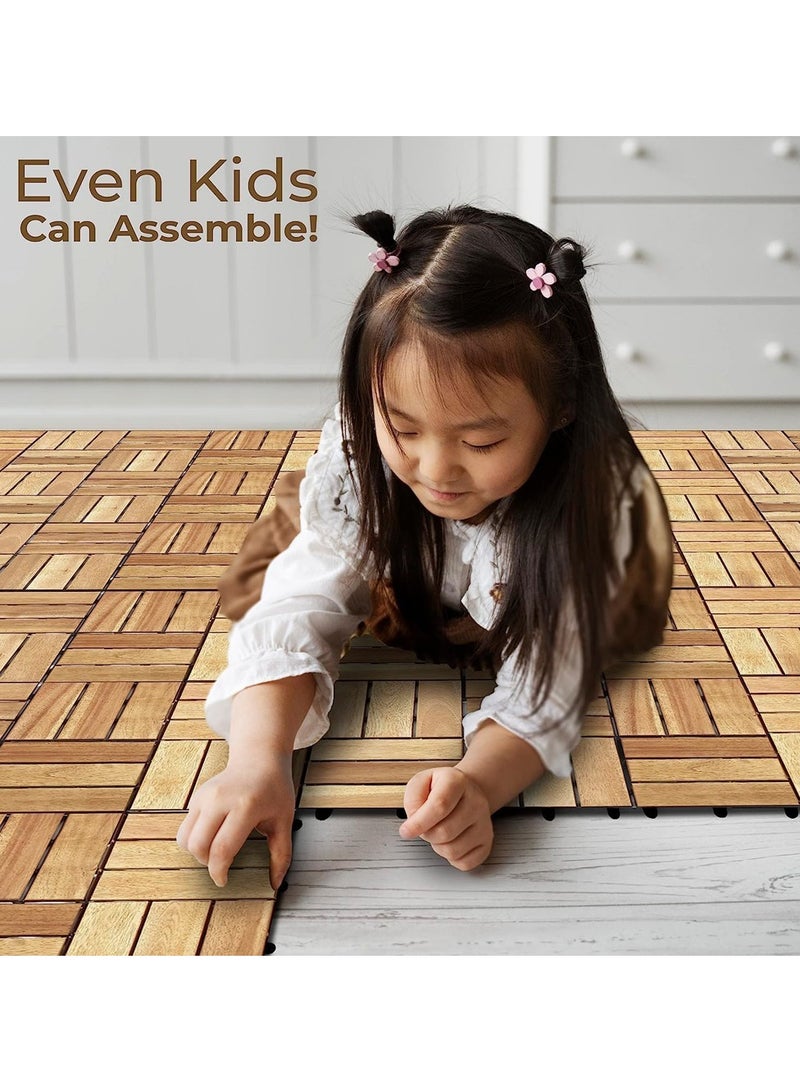 Wooden Floor Decking Tiles Timberlock Interlocking Wood Tiles Floor Tiles Balcony Flooring Tiles Home Floor Tiles Diy Tiles Garden Tiles (Pack_ (6 Pieces))