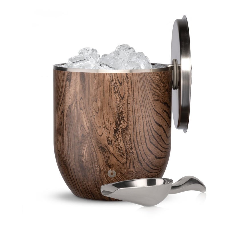 Snowfox SNOWFOX Plus, Premium Vacuum Insulated Stainless Steel Ice Bucket with Lid/Scoop,Home Bar Accessories,Elegant Bartending Ice Buckets for Parties,Beautiful Outdoor Entertaining Supplies,3L,Dark Walnut  - Image 1