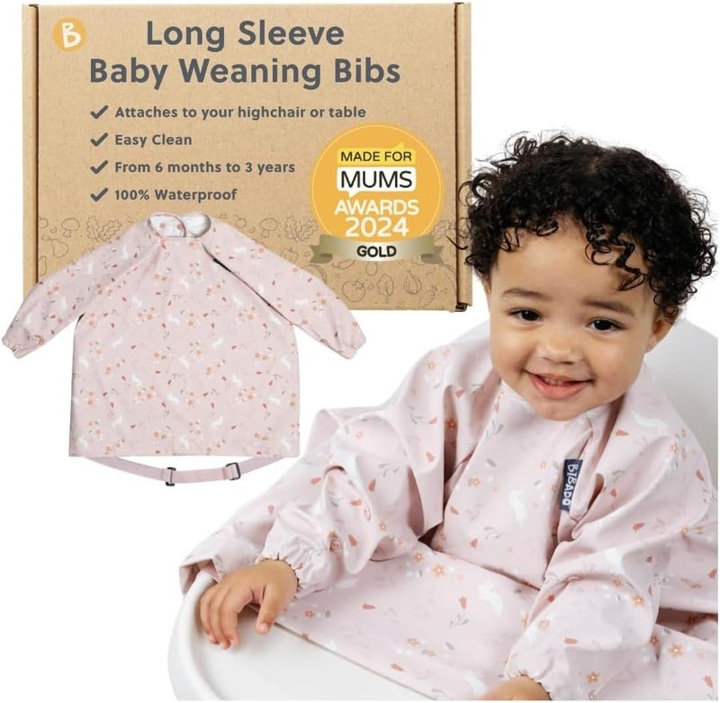 Bibado Baby Bibs With Sleeves - Toddler and Baby Led Weaning Bib - 6-36 Months, Attaches to Highchairs, Strollers, Tables - Image 1