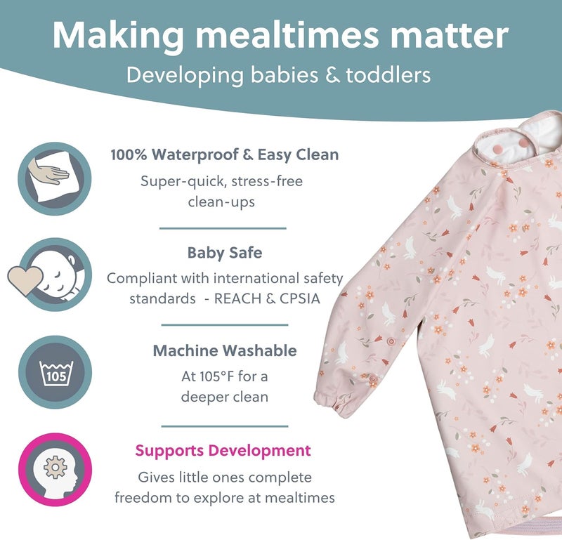 Bibado Baby Bibs With Sleeves - Toddler and Baby Led Weaning Bib - 6-36 Months, Attaches to Highchairs, Strollers, Tables - Image 4