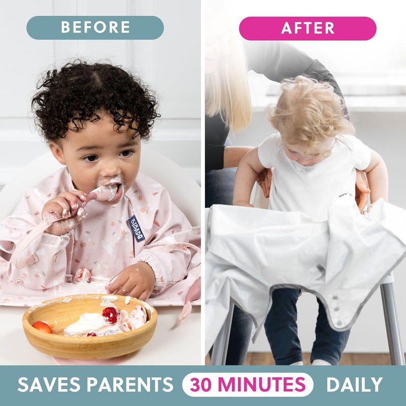 Bibado Baby Bibs With Sleeves - Toddler and Baby Led Weaning Bib - 6-36 Months, Attaches to Highchairs, Strollers, Tables - Image 5