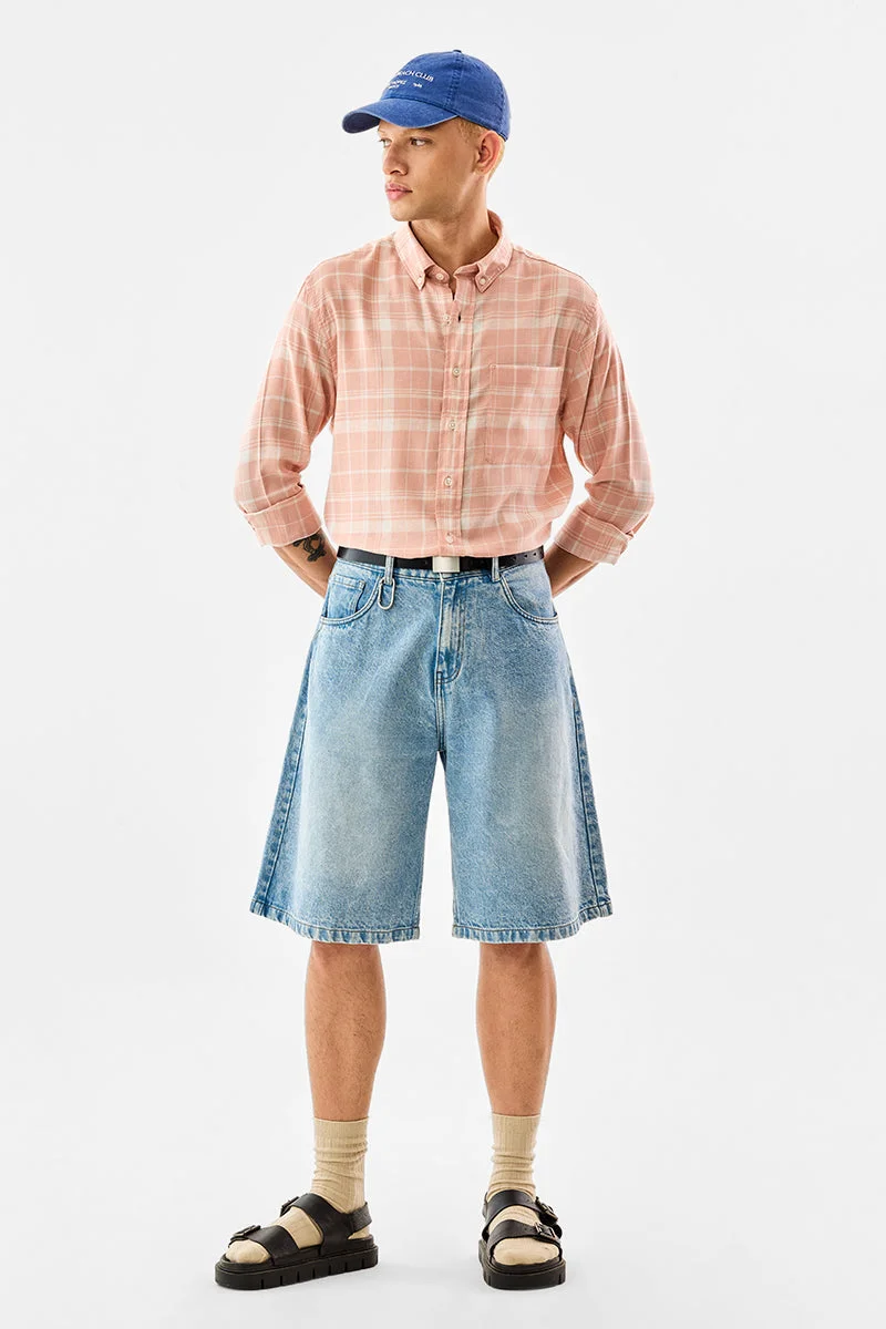 SNITCH قميص كاروهات بقصة عادية من مزيج الكتان