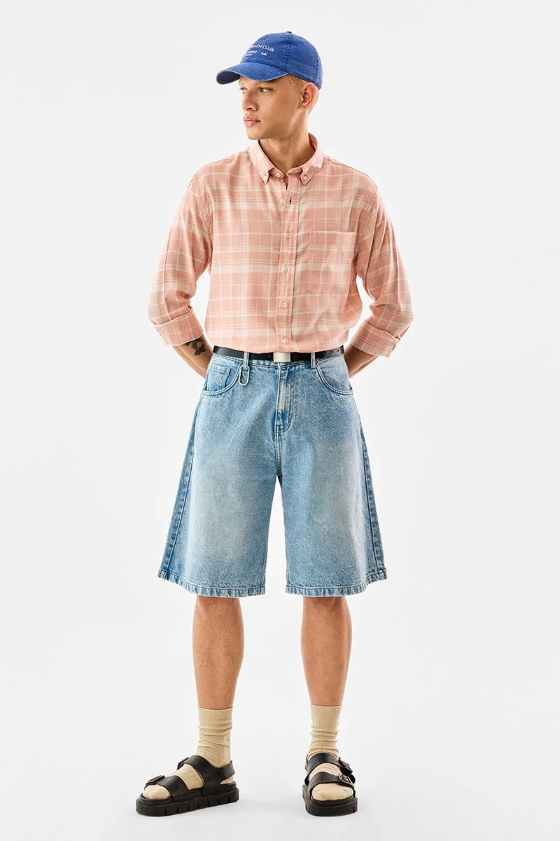 SNITCH Checks Linen Blend Regular Fit Shirt