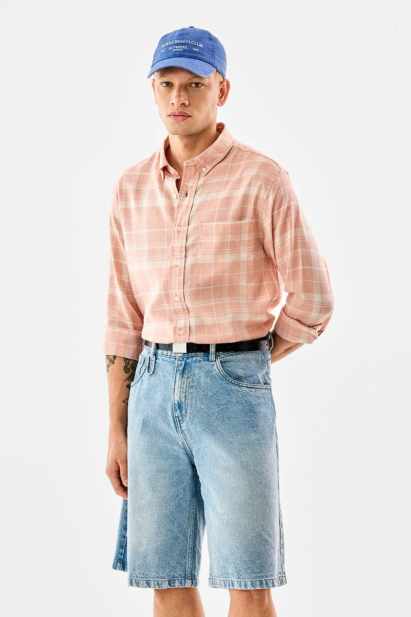 SNITCH Checks Linen Blend Regular Fit Shirt
