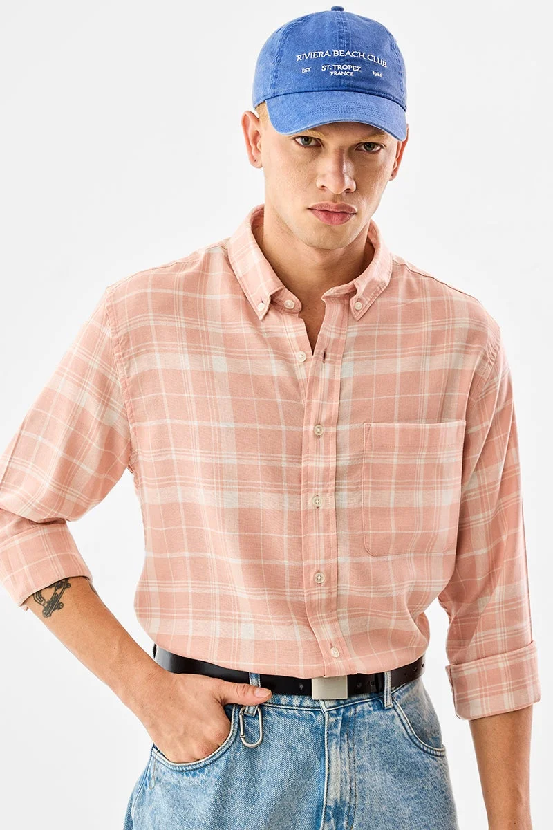 SNITCH Checks Linen Blend Regular Fit Shirt