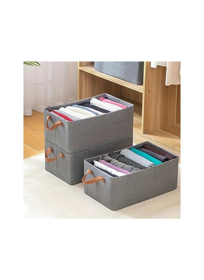 Generic Wardrobe Organizer, Foldable Storage Basket with Heavy Duty Metal Hardware, Drawer Organizers with Durable Washable Handles (3)  - Image 2
