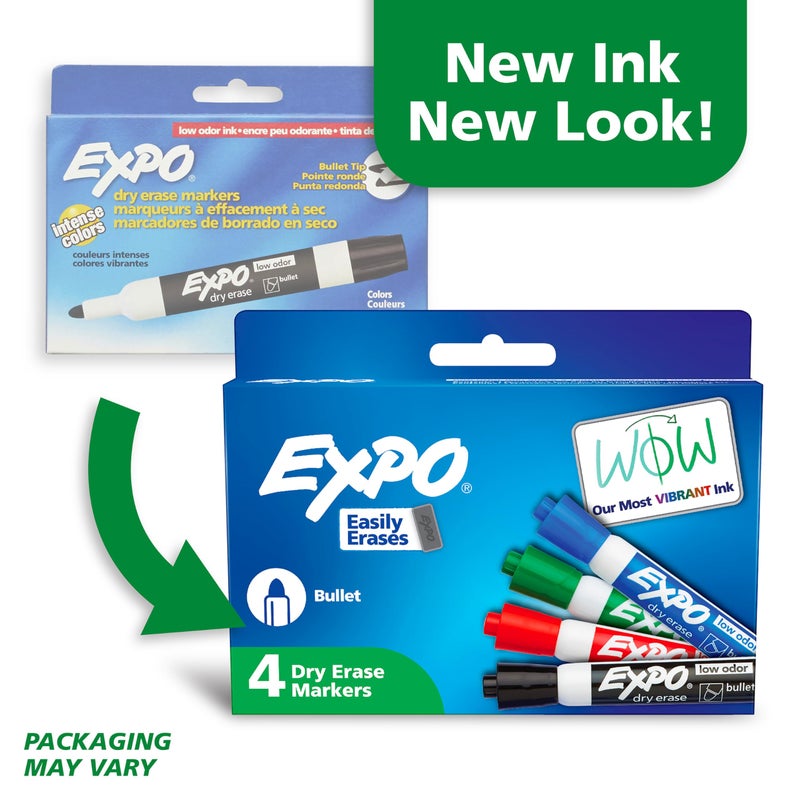 Expo Low Odor Dry Erase Markers Bullet Tip Assorted Colors 4 Count - Image 1