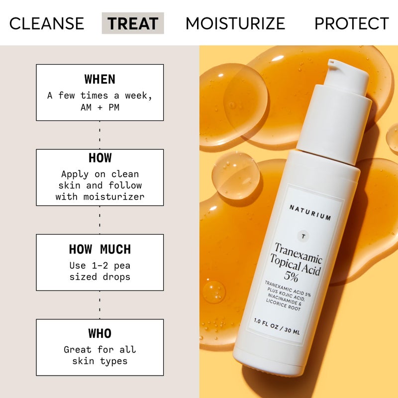 NATURIUM حمض الترانكساميك الموضعي 5% من ناتوريوم، للعناية بالوجه والبشرة، مع حمض كوجيك، نياسيناميد وجذر العرقسوس، 1 أونصة - Image 3