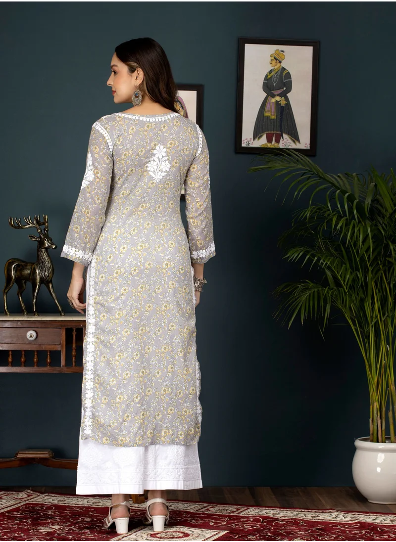 Alaya Women Hand Embroidered Chikankari Cotton Kurta-AL3637