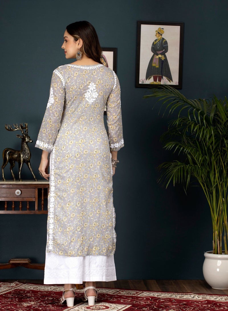 Alaya Women Hand Embroidered Chikankari Cotton Kurta-AL3637 - Image 2