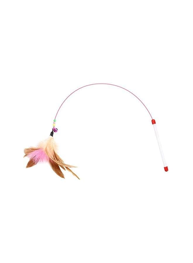 Cat Toy Feather Wand, Interactive Pet Cat Kitten Chaser Teaser Wire Wand With Bell Beads for Cat Exercise Play Fun Gifts - Image 2