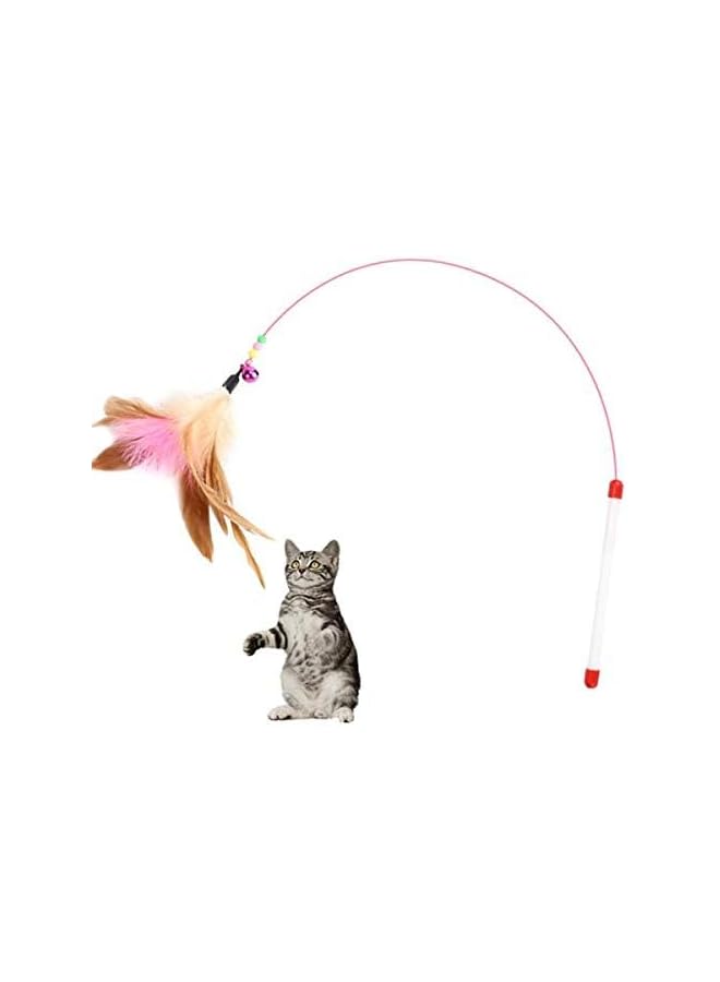 Cat Toy Feather Wand, Interactive Pet Cat Kitten Chaser Teaser Wire Wand With Bell Beads for Cat Exercise Play Fun Gifts - Image 4