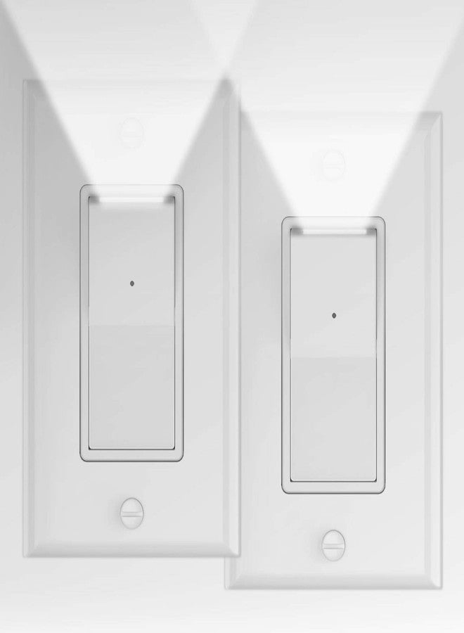 مفتاح إضاءة مضيء من SOZULAMP، عبوة من قطعتين، مفتاح إضاءة Decora ذو زر هزاز مع ضوء ليلي LED، مستشعر تشغيل/إيقاف تلقائي، قطب واحد، 15 أمبير، 120/277 فولت، أبيض - Image 1