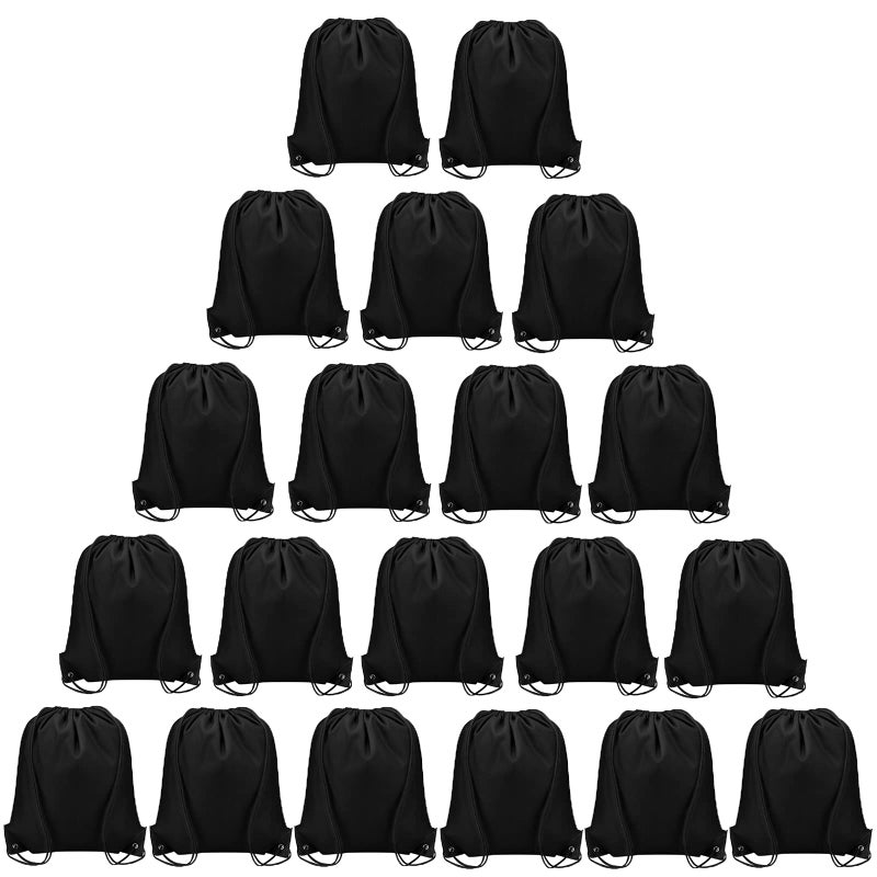 Vorspack Drawstring Backpacks Bulk 20 Pieces String Bags Customized Bags for Party Gym Sport Trip - Black - Image 1