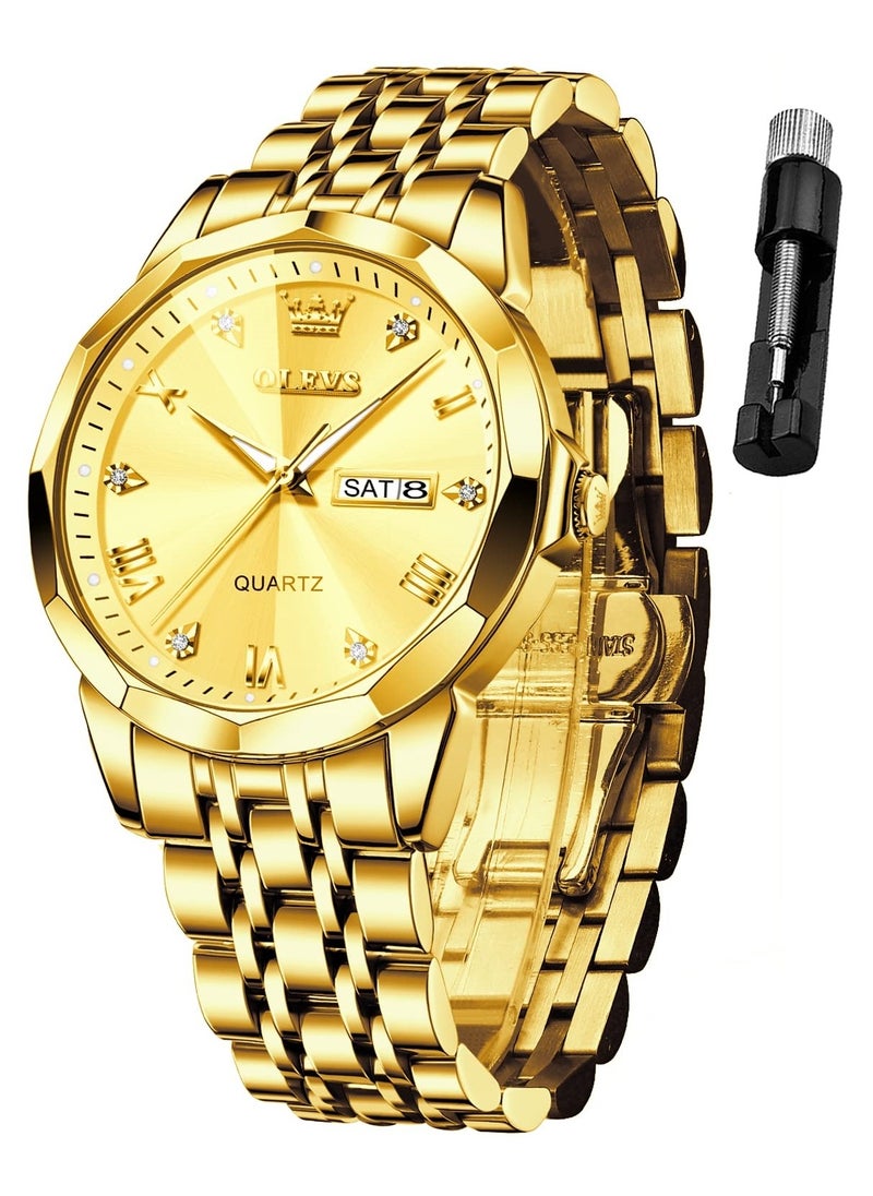 OLEVS OLEVS Watch for Men Quartz Stainless Steel Waterproof Luminous Date Two Tone Luxury Wrist Watch  - Image 1