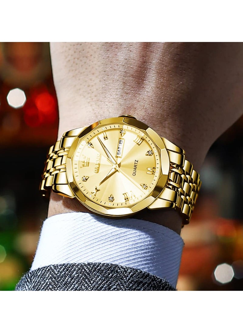OLEVS OLEVS Watch for Men Quartz Stainless Steel Waterproof Luminous Date Two Tone Luxury Wrist Watch  - Image 4