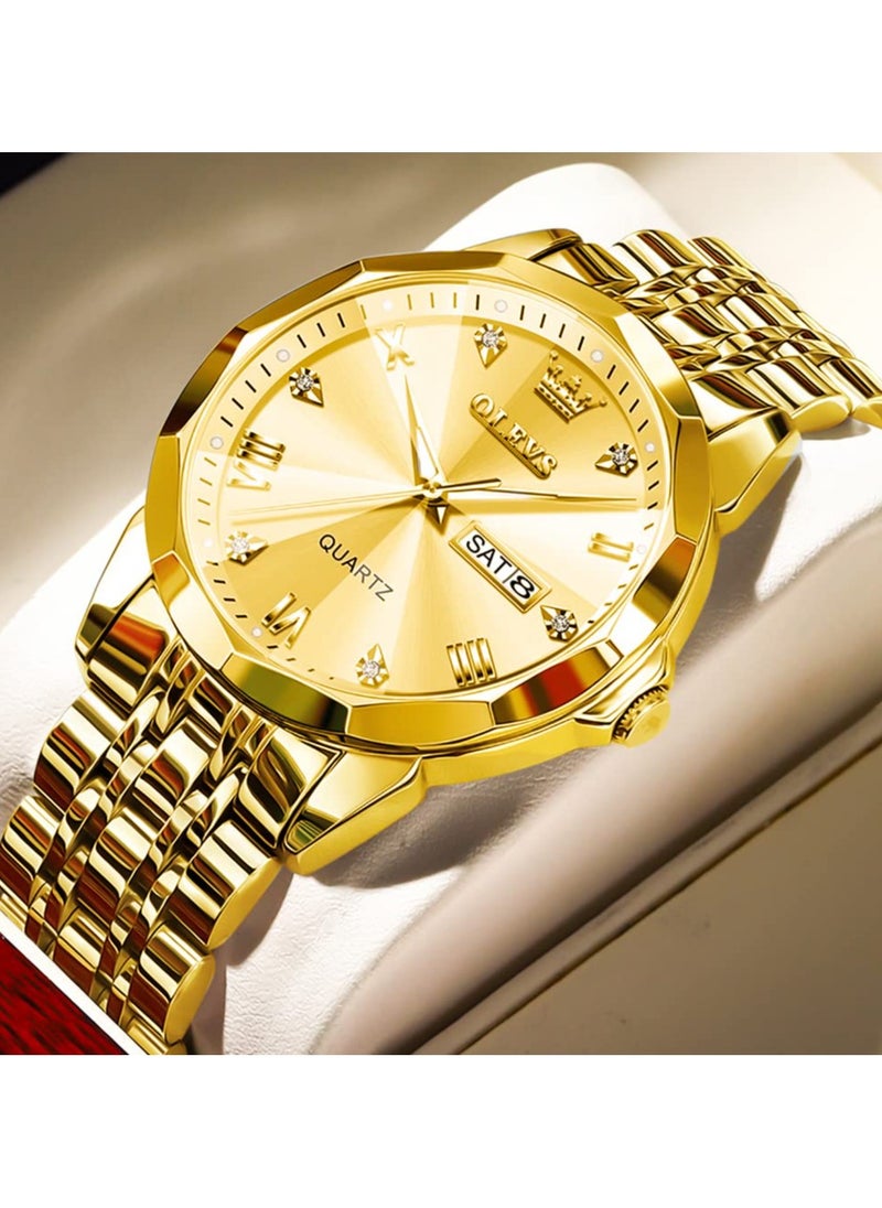 OLEVS OLEVS Watch for Men Quartz Stainless Steel Waterproof Luminous Date Two Tone Luxury Wrist Watch  - Image 5