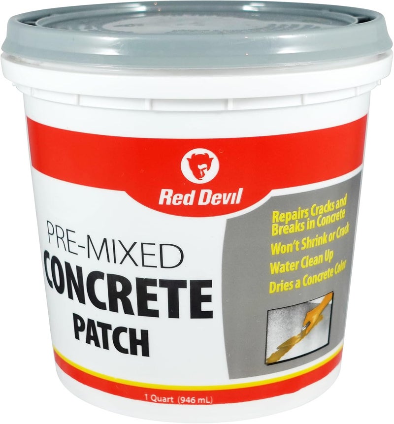 Red Devil 0644 Concrete Repair Patch, Cement Crack Fillter, Pre-Mixed, 1 Quart, Pack of 1, Gray, Made in USA - Image 1