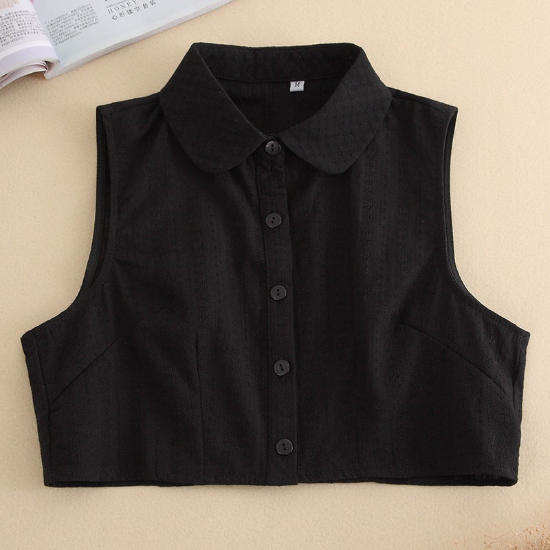 Fake Collar Women Autumn Winter Spring All-match Cotton Round Neck Breathable Fit Cotton Linen Ruffled Round Neck Korean Style Fake Collar Women - Image 3
