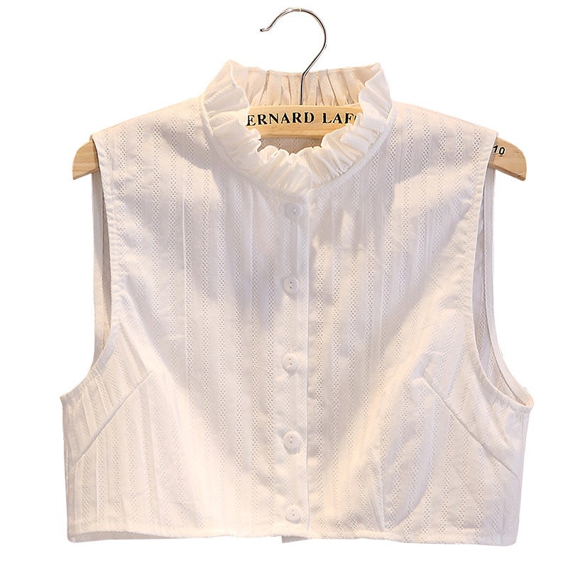 Fake Collar Women Autumn Winter Spring All-match Cotton Round Neck Breathable Fit Cotton Linen Ruffled Round Neck Korean Style Fake Collar Women - Image 5