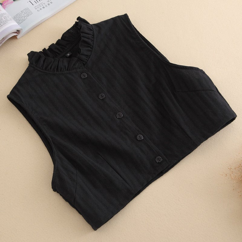 Fake Collar Women Autumn Winter Spring All-match Cotton Round Neck Breathable Fit Cotton Linen Ruffled Round Neck Korean Style Fake Collar Women - Image 4