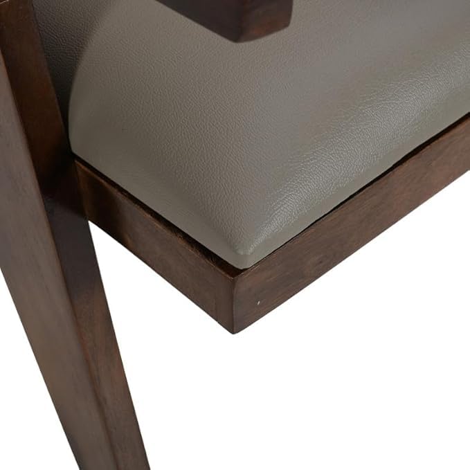 X went Furniture Sheesham Wood Arm Chair with Cushion and Cane Back Support Chair Living Room Bedroom Home Wooden Armchair Furniture Garden Balcony Outdoor & Indoor (Grey seat) - Image 3