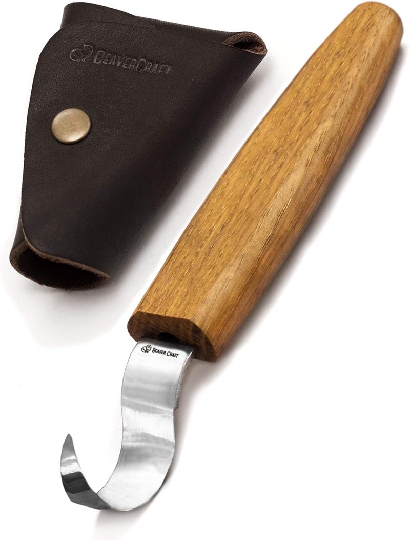 BeaverCraft Hook Knife Wood Carving SK1S Spoon Carving Knife with Leather Sheath - Wood Carving Hook Knife - Spoon Bowl Carving Tools - Wood Carving Tools for Beginner and Profi Whittling Knives Tools - Image 1