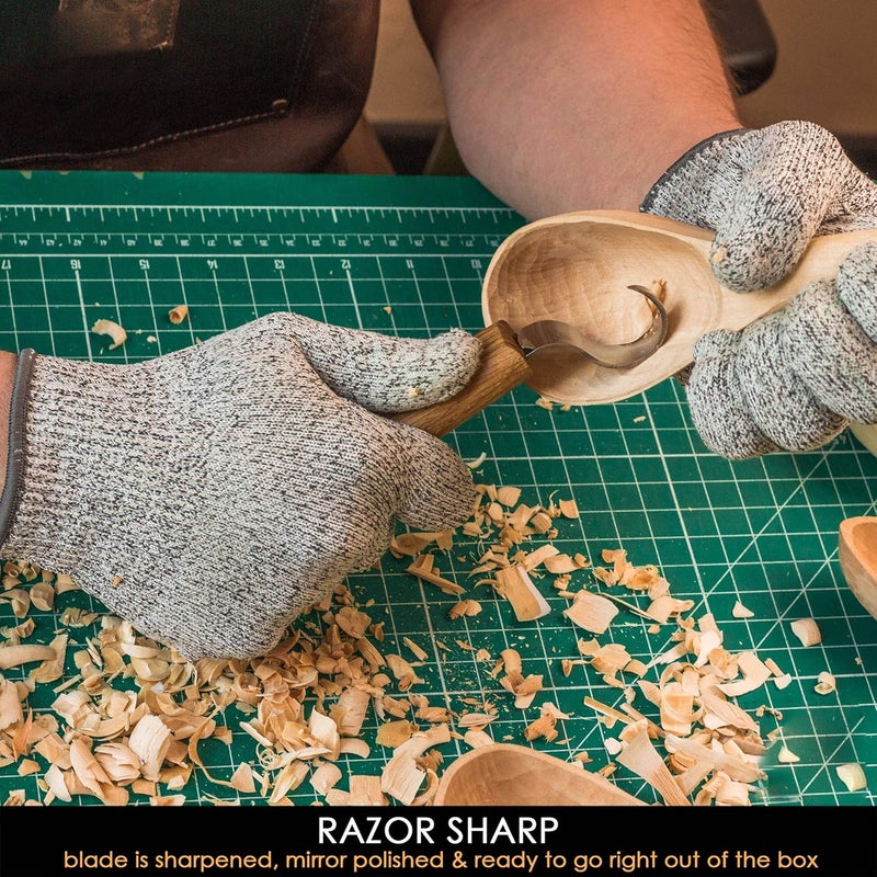 BeaverCraft Hook Knife Wood Carving SK1S Spoon Carving Knife with Leather Sheath - Wood Carving Hook Knife - Spoon Bowl Carving Tools - Wood Carving Tools for Beginner and Profi Whittling Knives Tools - Image 3
