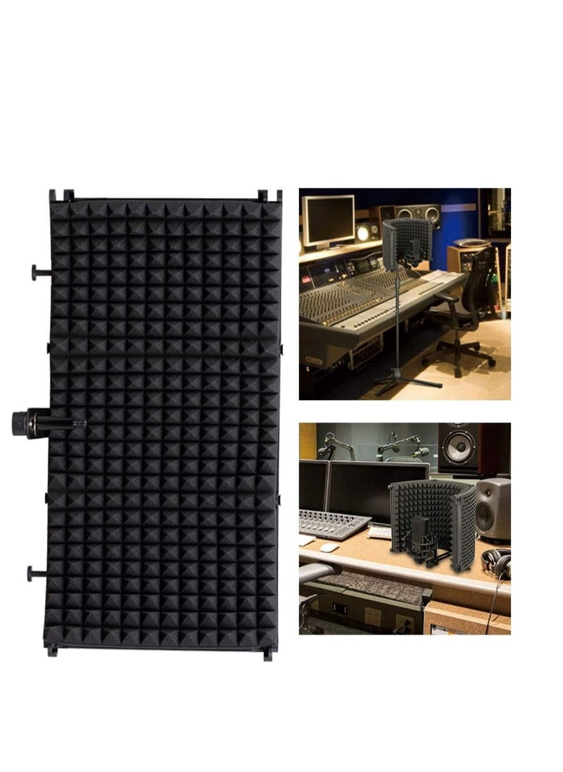 Mike Music - Microphone Isolation Shield for Condenser Microphone Recording Equipment Podcasts Vocals Broadcasting 3 Panels - Image 1
