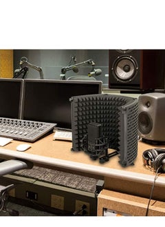 Mike Music Microphone Isolation Shield for Condenser Microphone Recording Equipment Podcasts Vocals Broadcasting 3 Panels  - Image 4
