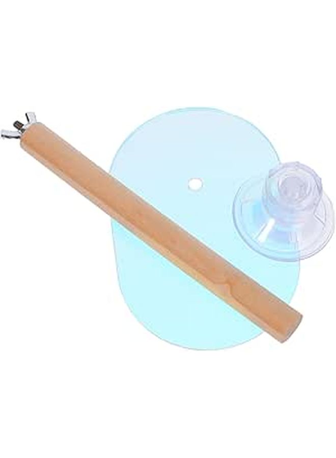 Natural Wood Bird Perch Stand with Suction Cup for Parrots Cockatiels Parakeets - Image 1