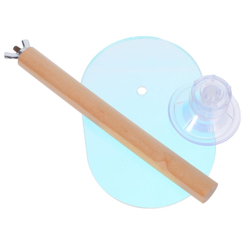 Natural Wood Bird Perch Stand with Suction Cup for Parrots Cockatiels Parakeets - Image 2