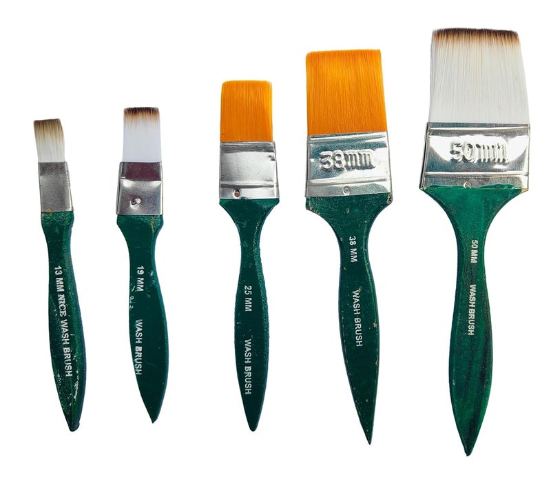 Arvachin Wast Brush Set of 5 Pieces 13mm 19mm 25mm 38mm 50mm Flat Chapt Brush for Water Colour  - Image 1