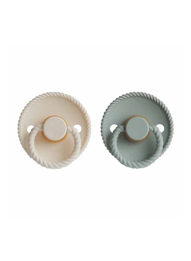 FRIGG Rope Latex Baby Pacifier 6-18M 2-Pack Cream/Sage - Size 2