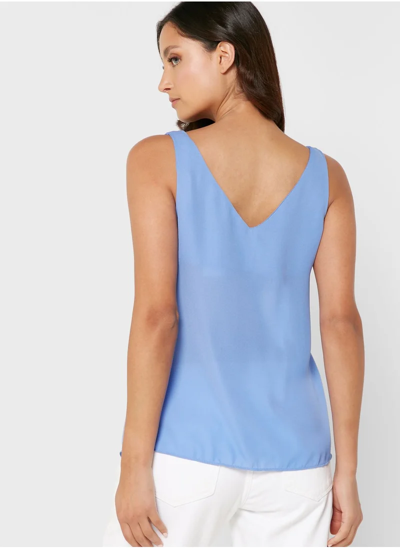 Wallis Petite Plunge Neck Ruffle Detail Top