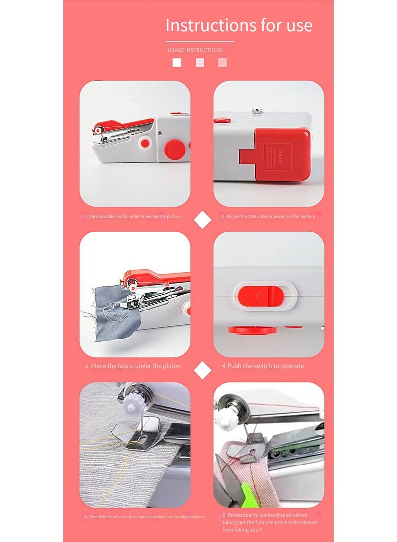 Mini Sewing Machine,Handheld Sewing Machine,Easy to Use and Fast Stitch Suitable for Clothes,Fabrics, DIY Home Travel - Image 4