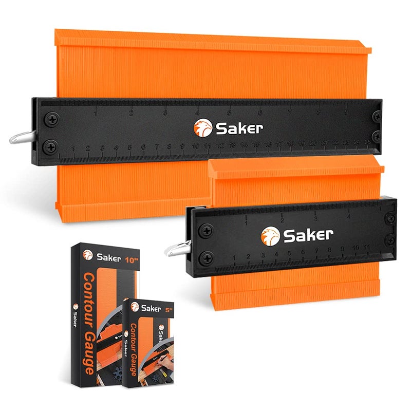 Saker Contour Gauge Duplication-Adjustable Lock-Precisely Copy Irregular Shape-Irregular Woodworking Tracing-Must Have Tool Christmas Gifts for DIY Handyman Men Husband Dad 10 Inch+5 Inch - Image 1