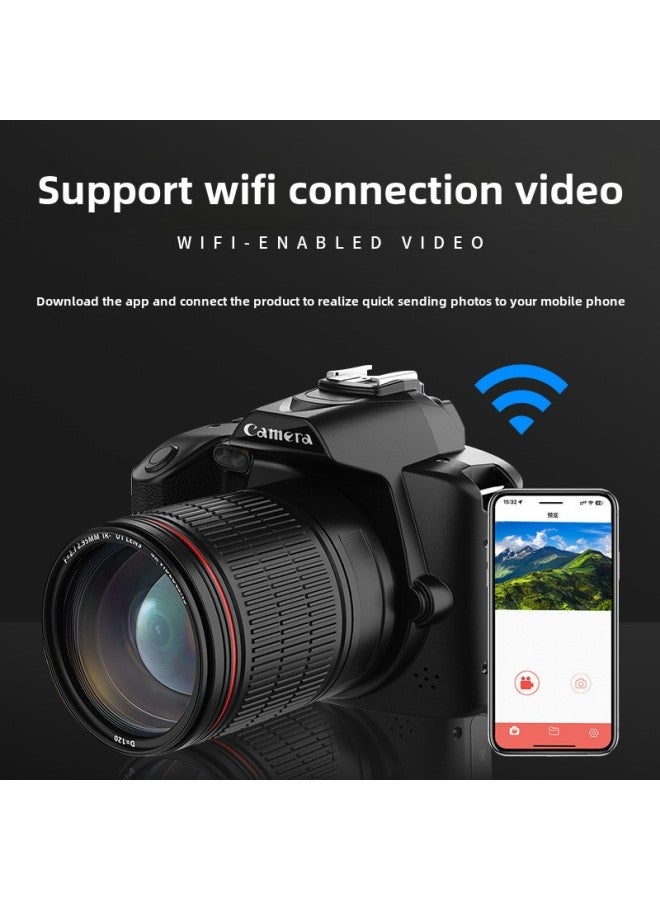 Generic High-definition Retro CCD Camera 6400w Student-specific Entry-level Travel Vlog Portable Affordable Card Player-Body Color:★♥★D5 Black Night Vision Version Comes Standard With + Macro Lens  - Image 4