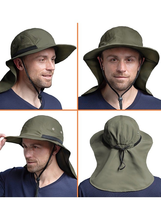 Generic Sun Hat with Wide Brim - UPF 50+ Hiking Safari Neck Flap Fishing Caps for Men and Women, Perfect for Outdoor Adventures(Green) - Image 4