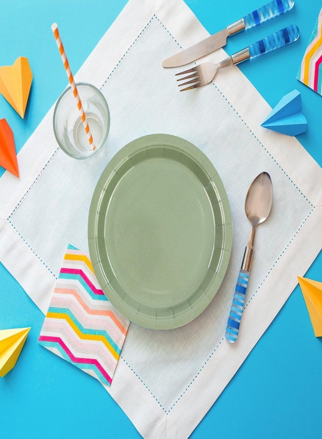 PUEVENYI 50PCS Sage Green Paper Plates - 7Inch Green Dessert Plate for Cake Salad Pizza Disposable Decoration Supplies for Anniversaries Graduation Birthday Wedding Party - Image 5