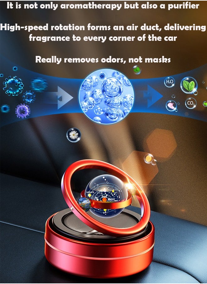 ZCM-HAPPY Solar Powered Car Air Freshener with Rotating Solar System Themed Crystal Ball - Aromatherapy Ornament for Vehicle, Soothing Fragrance with Solar Motion  - Image 4