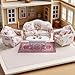 Minamzee 112 Dollhouse Couch Furniture Set 16Pcs Wooden Miniature Sofa Set Dollhouse White Fabric Printed Double Single Sofa with Pillow and Living Room Accessories - Image 2