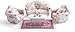 Minamzee 112 Dollhouse Couch Furniture Set 16Pcs Wooden Miniature Sofa Set Dollhouse White Fabric Printed Double Single Sofa with Pillow and Living Room Accessories - Image 4