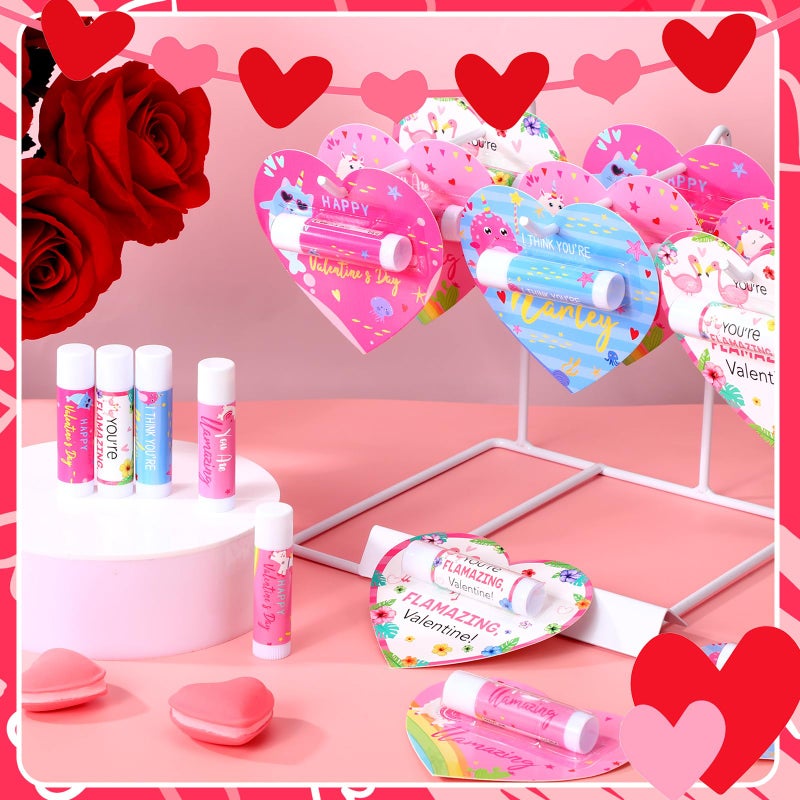 Loopeer 25 Pcs Valentines Lip Balms Bulk Galentines Day Party Favors Valentines Basket Stuffers Moisturizing Lip Balm Favors for Women Coworker Friends Teacher Classroom Exchange Prize(Heart Style) - Image 4