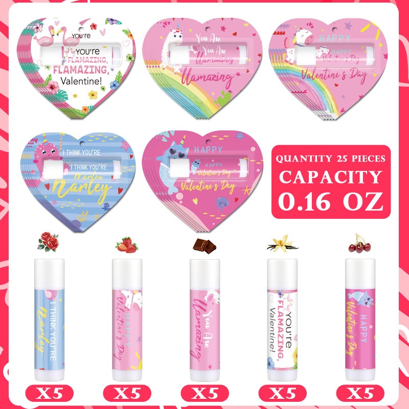 Loopeer 25 Pcs Valentines Lip Balms Bulk Galentines Day Party Favors Valentines Basket Stuffers Moisturizing Lip Balm Favors for Women Coworker Friends Teacher Classroom Exchange Prize(Heart Style) - Image 2