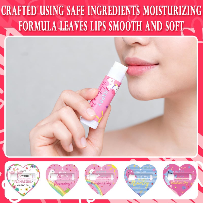 Loopeer 25 Pcs Valentines Lip Balms Bulk Galentines Day Party Favors Valentines Basket Stuffers Moisturizing Lip Balm Favors for Women Coworker Friends Teacher Classroom Exchange Prize(Heart Style) - Image 3