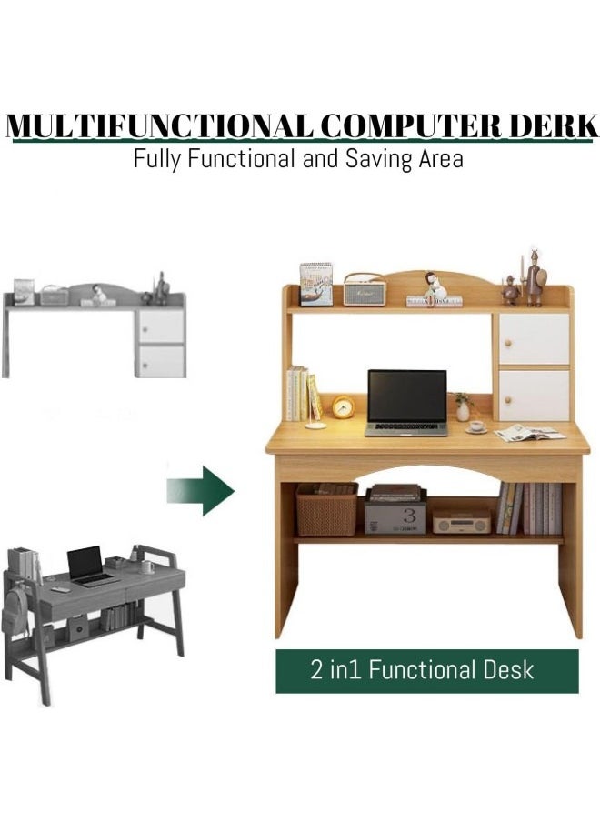 GGEROU - Computer Desk with Storage Compartments, Home Office Desk Study Desk Modern Simple Workstation Study Table for Home and Office (White) - Image 1