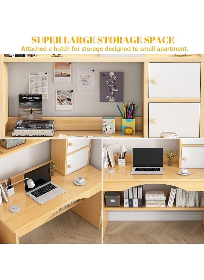 GGEROU - Computer Desk with Storage Compartments, Home Office Desk Study Desk Modern Simple Workstation Study Table for Home and Office (White) - Image 1