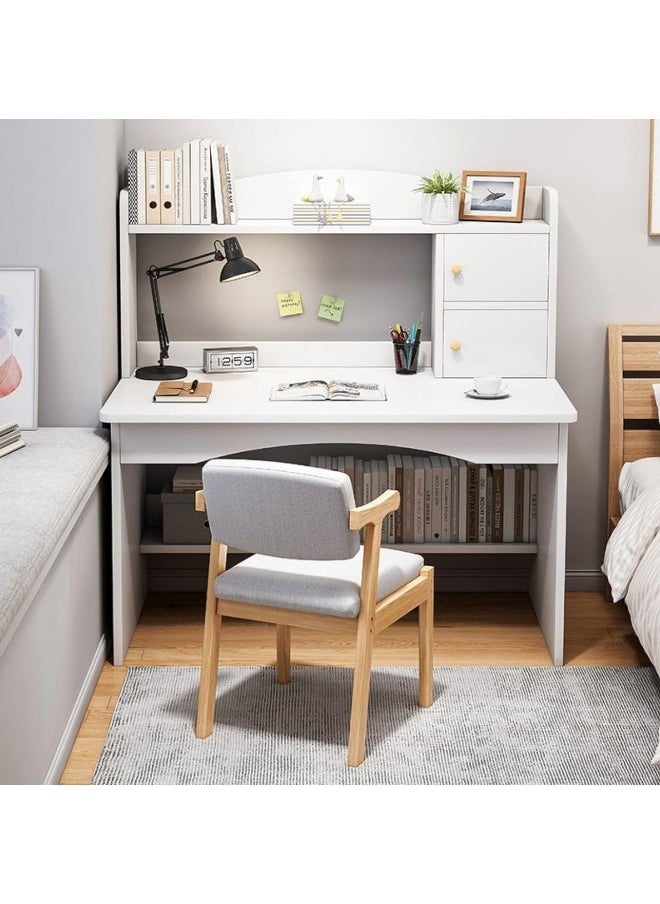 GGEROU - Computer Desk with Storage Compartments, Home Office Desk Study Desk Modern Simple Workstation Study Table for Home and Office (White) - Image 1