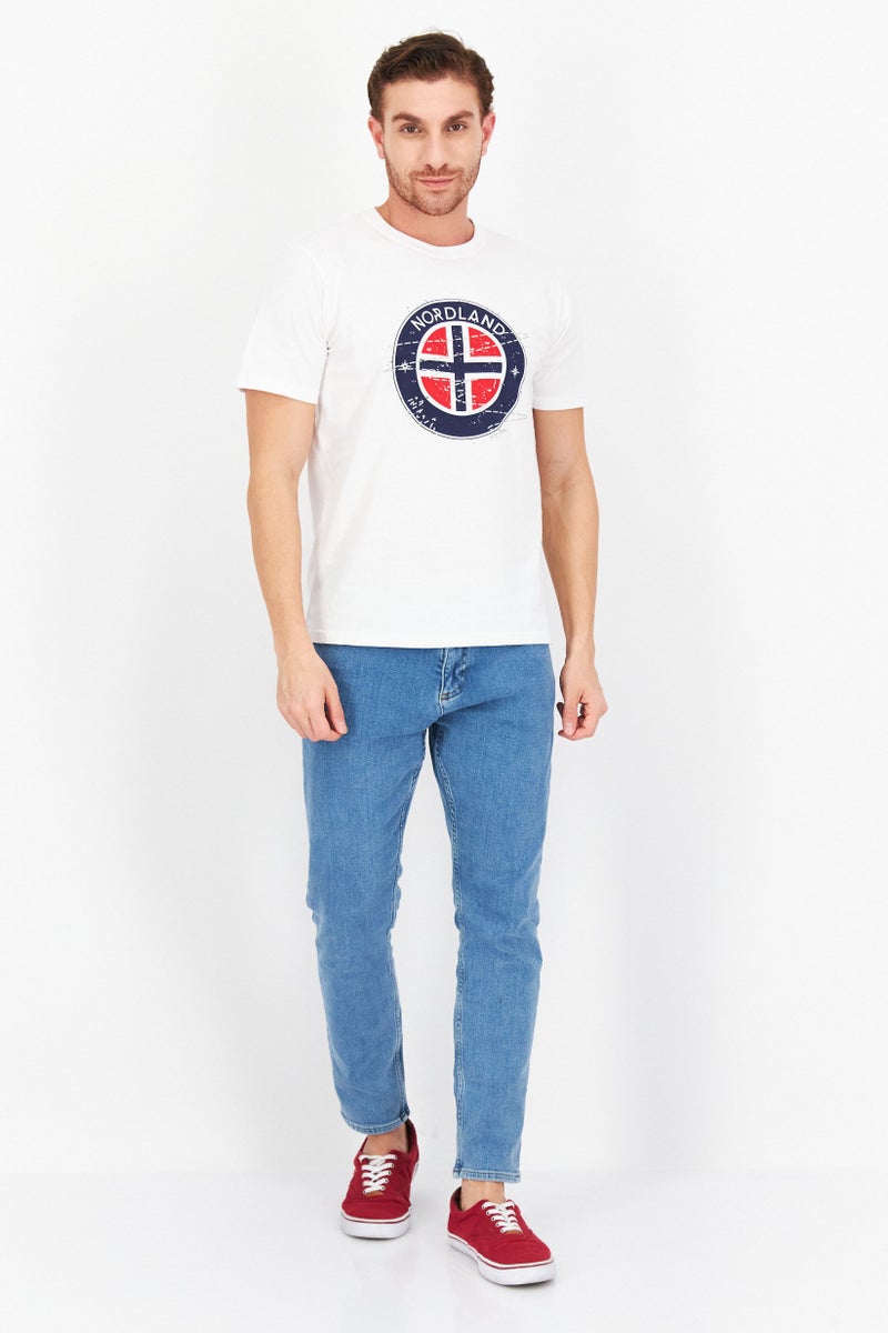 Nordland Men Crew Neck Short Sleeve Printed T-Shirt, White - Image 3